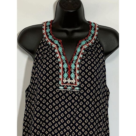 THML Womens Midi Dress Summer Sleeveless Deep Neckline Abstract Large - Picture 6 of 11